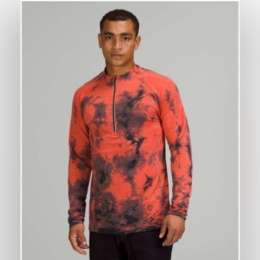 Lululemon Metal Vent Tech 1/2 Zip Orange and Black Size XL
